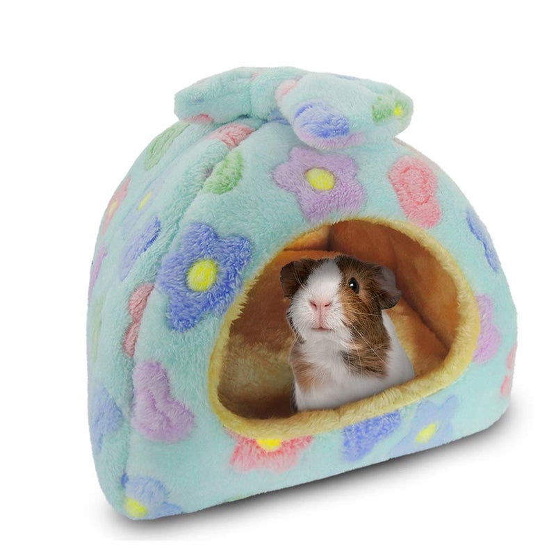 HOMEYA Small Animal Pet Bed, Sleeping House Habitat Nest for Guinea Pig Hamster Hedgehog Rat Chinchilla Hideout Bedding Snuggle Sack Cuddle Cup Cage Accessories with Removable Washable Mat(Blue) - Image 1